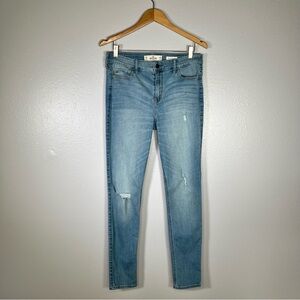 Hollister light wash light distressed high rise stretch skinny jeans 11R